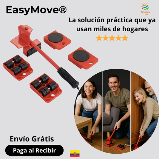 EasyMove® Deslizador de Muebles (Juego 4 Bases con Ruedas + Levantador)